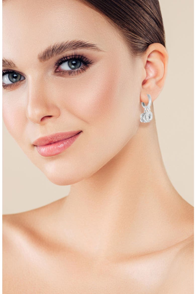 Lucky Charm Drop Huggie Hoop Earrings, Alternate, color, SILVER