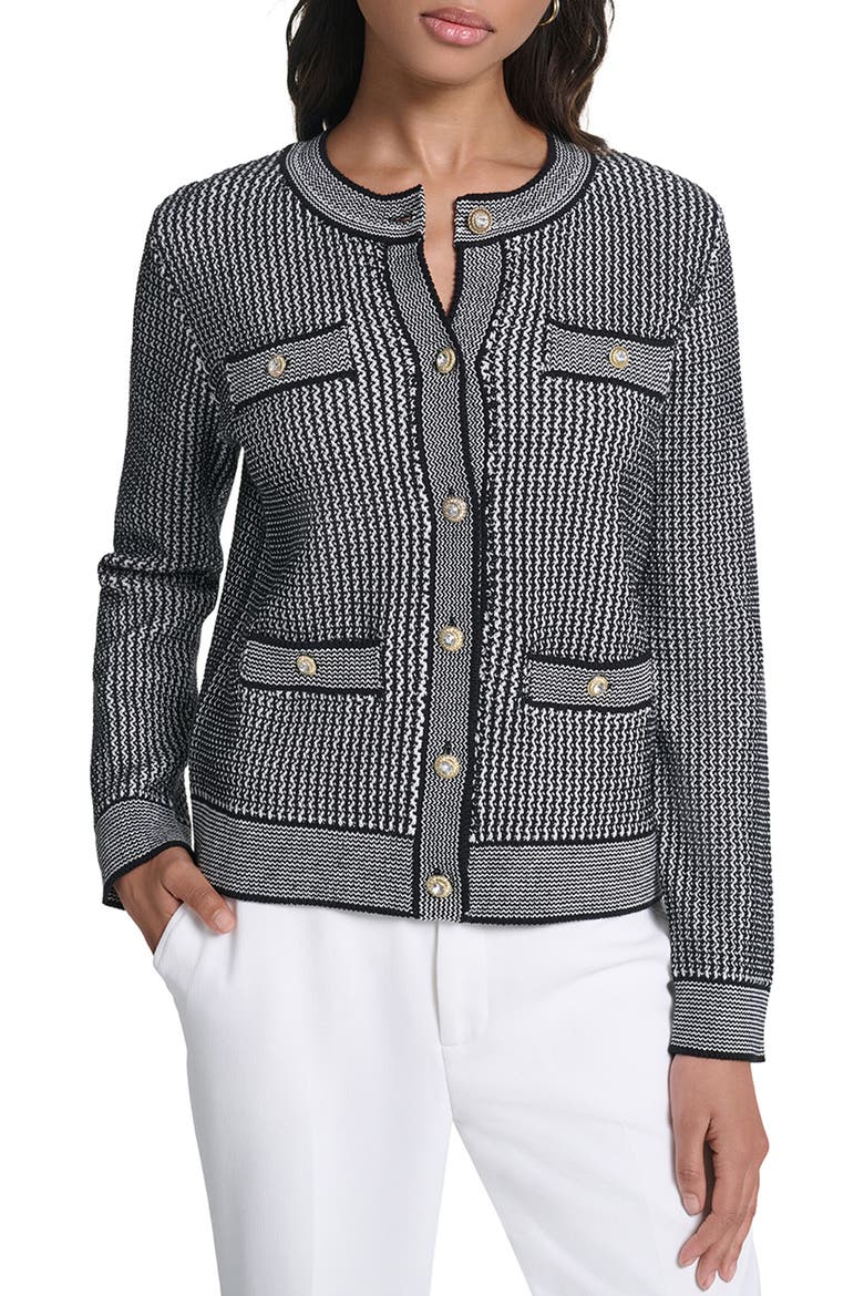 Four Pocket Cardigan, Main, color, BLACK/ SOFT WHITE