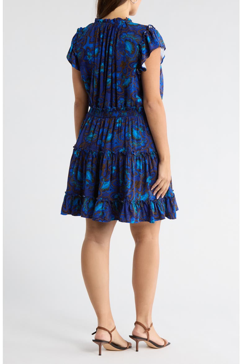 Bluford Print Ruffle Minidress, Alternate, color, NAVY-BLUE