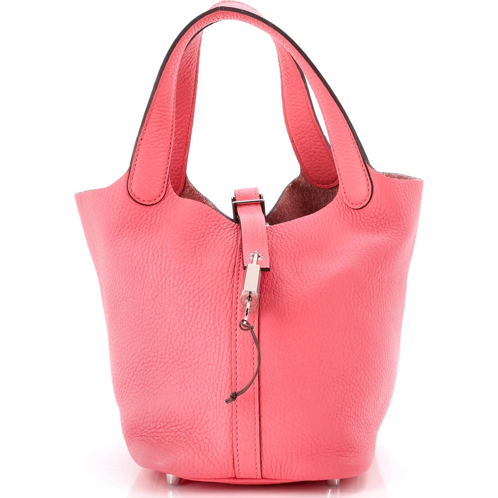 Pre-owned Hermes Hermes Picotin Lock Bag Clemence Pm In Pink