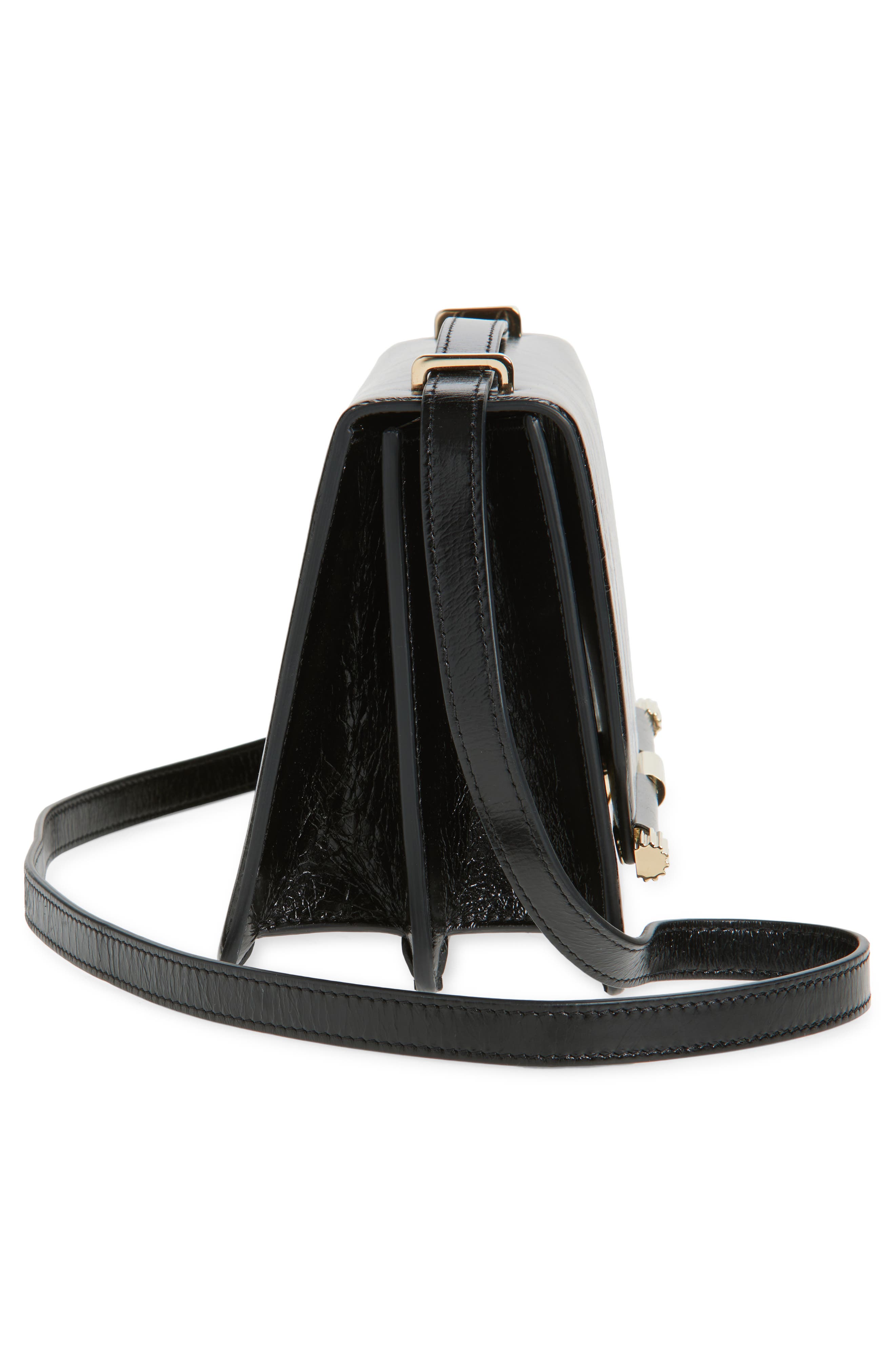 Victoria Beckham 202 Distressed Leather Shoulder Bag, Alternate, color, Black