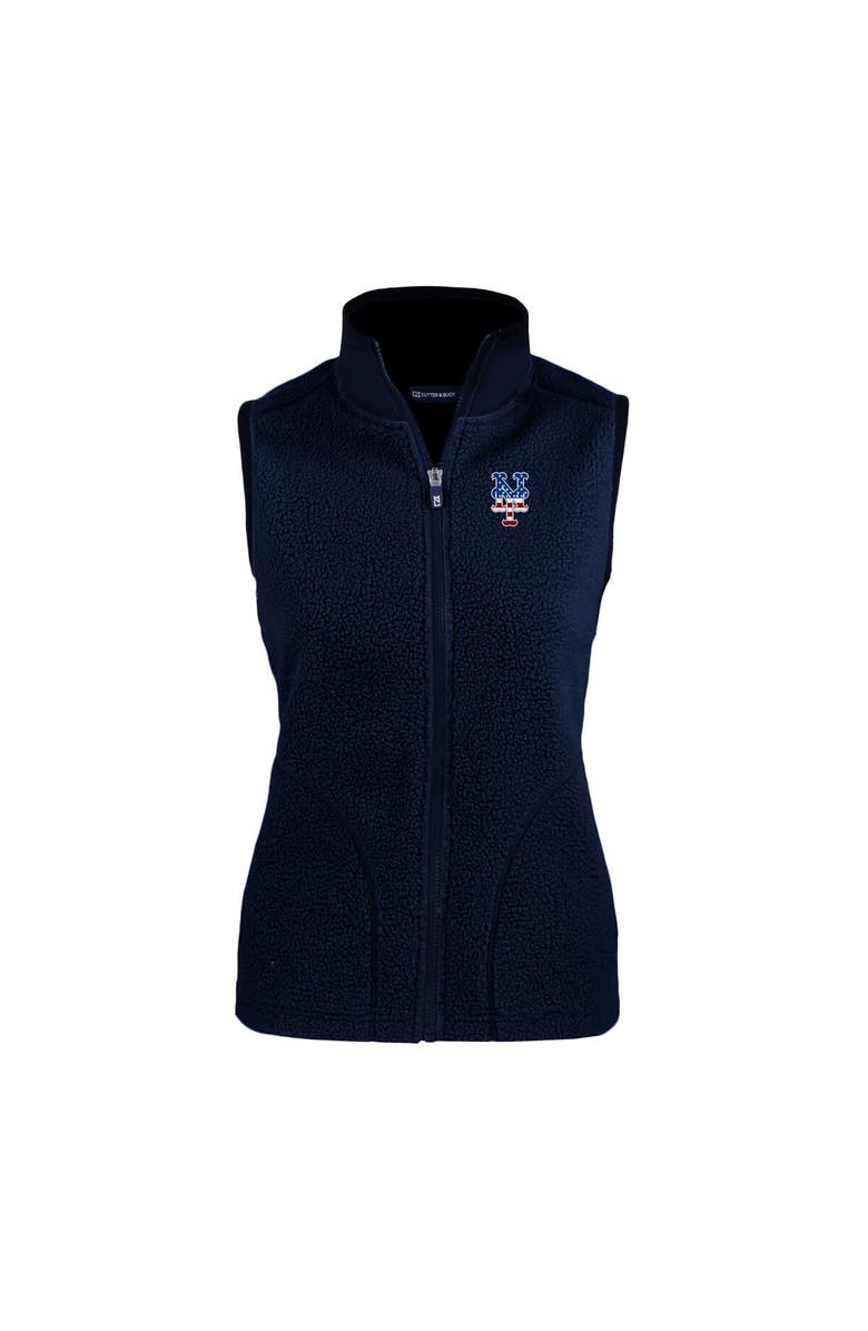 Cutter & Buck Women's Cutter & Buck  Navy New York Mets Cascade Eco Sherpa Fleece Full-Zip Vest, Alternate, color, 