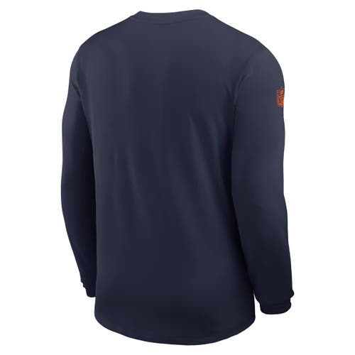 NIKE NIKE NAVY DENVER BRONCOS SIDELINE COACH UV PERFORMANCE LONG SLEEVE T-SHIRT