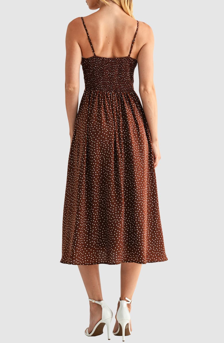 All in Favor Midi Sundress, Alternate, color, Brown Dot