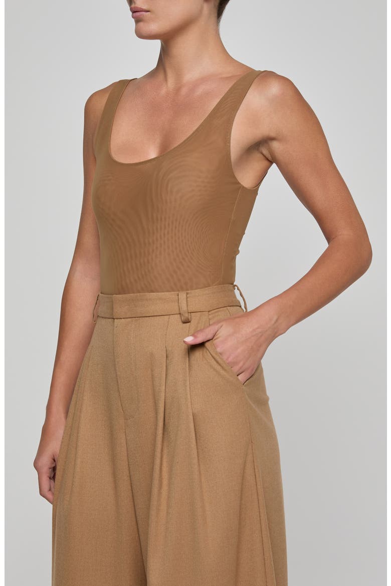 Kalea Scoop Neck Tank Bodysuit, Alternate, color, DARK MACCHIATO