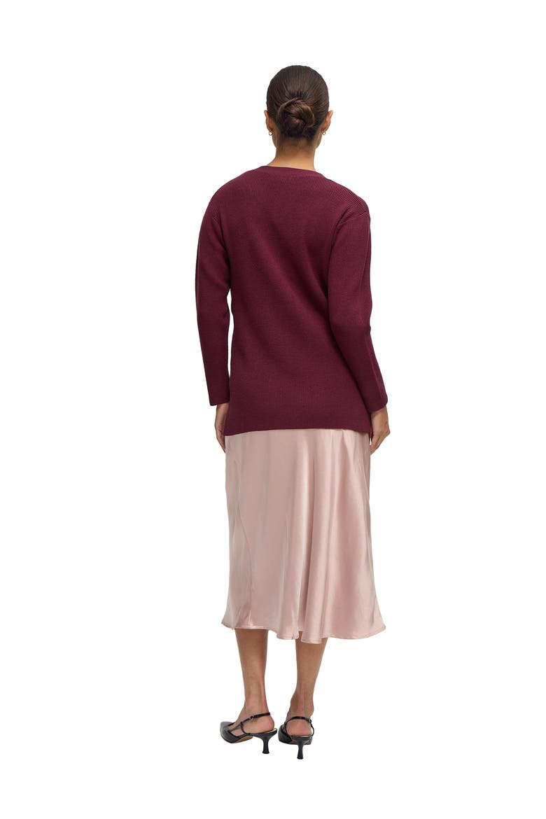 Maternity Satin Bias Skirt, Alternate, color, Dusty Rose