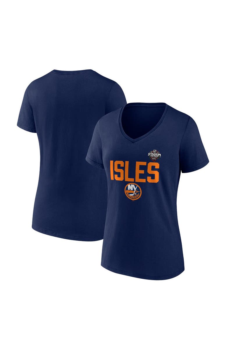 FANATICS Women's Fanatics Branded  Navy New York Islanders 2024 NHL Stadium Series Logo V-Neck T-shirt, Main, color, 