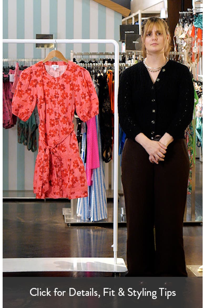 Floral Puff Sleeve Stretch Cotton Minidress video