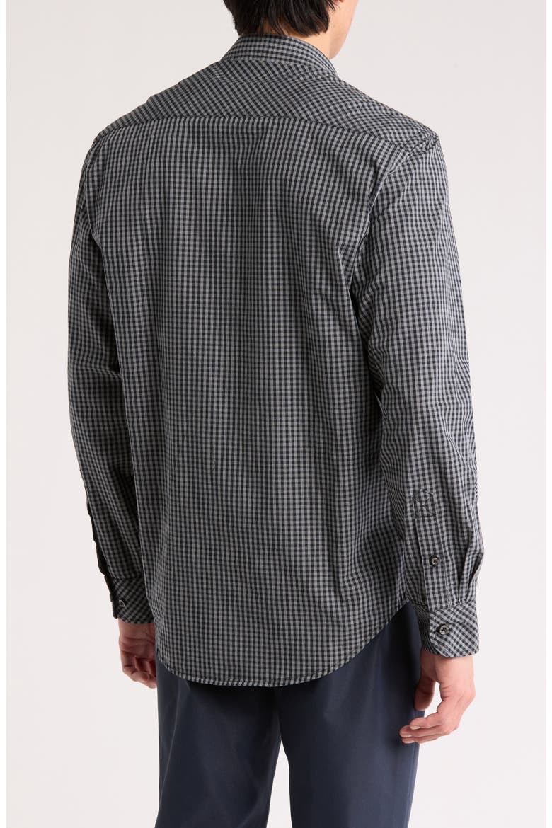 York Gingham Cotton Button Up Shirt, Alternate, color, BLACK