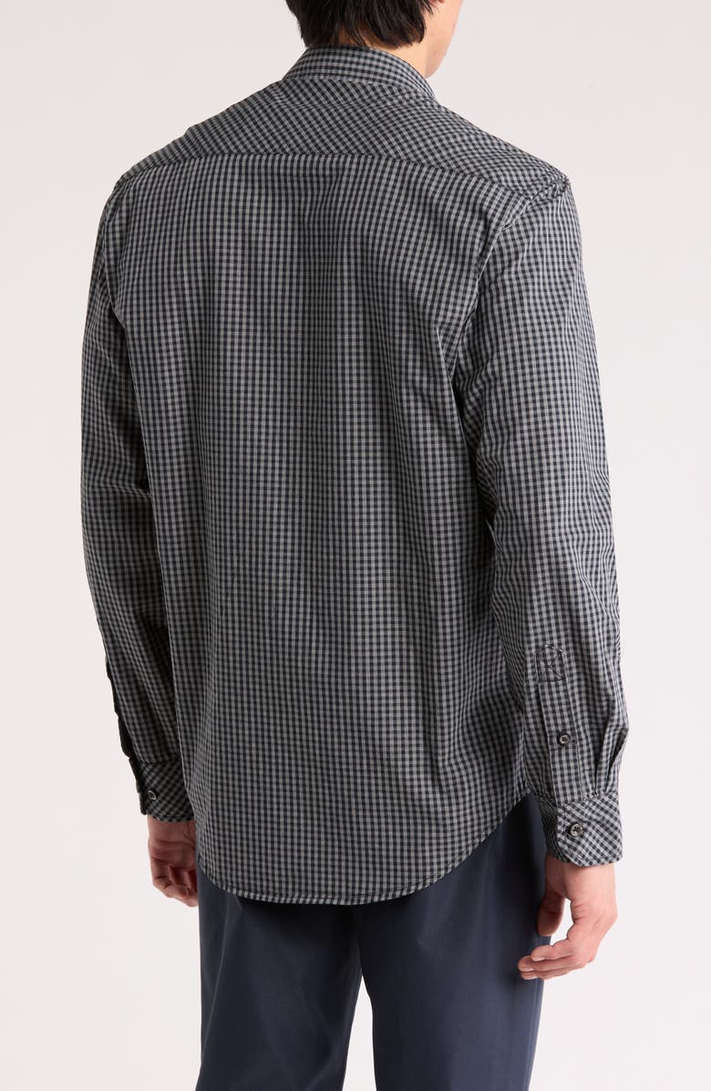 James Campbell York Gingham Cotton Button Up Shirt, Alternate, color, Black