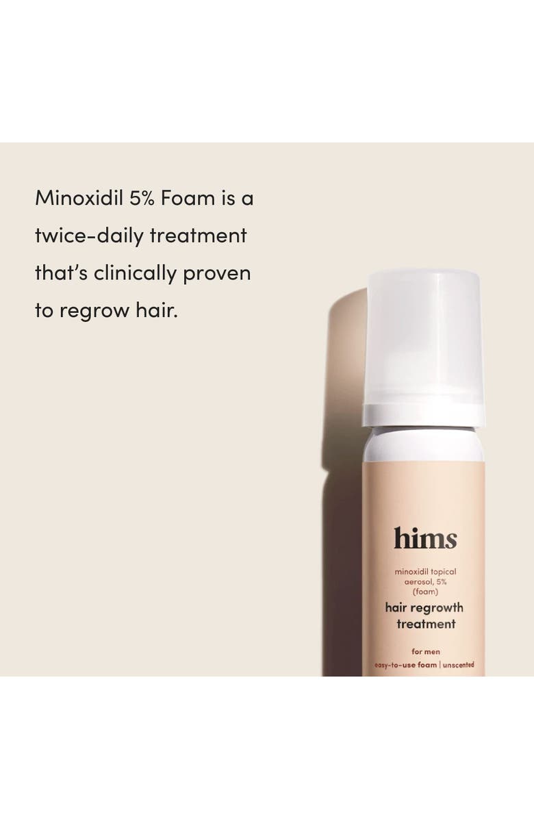 HIMS & HERS Extra Strength Hair Regrowth Foam 5% Topical Minoxidil Treatment, No Drip Formula, Alternate, color, Beige