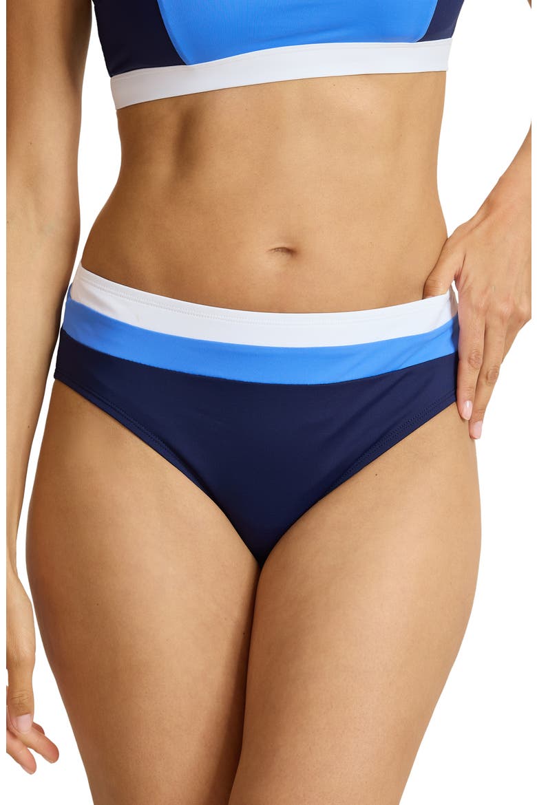 Sanibelle Colorblock High Waist Bikini Bottoms, Main, color, MARE NAVY