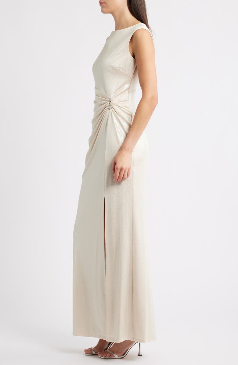 Lauren Ralph Lauren Metallic Sleeveless Gown, Alternate, color, Champagne/ Silver