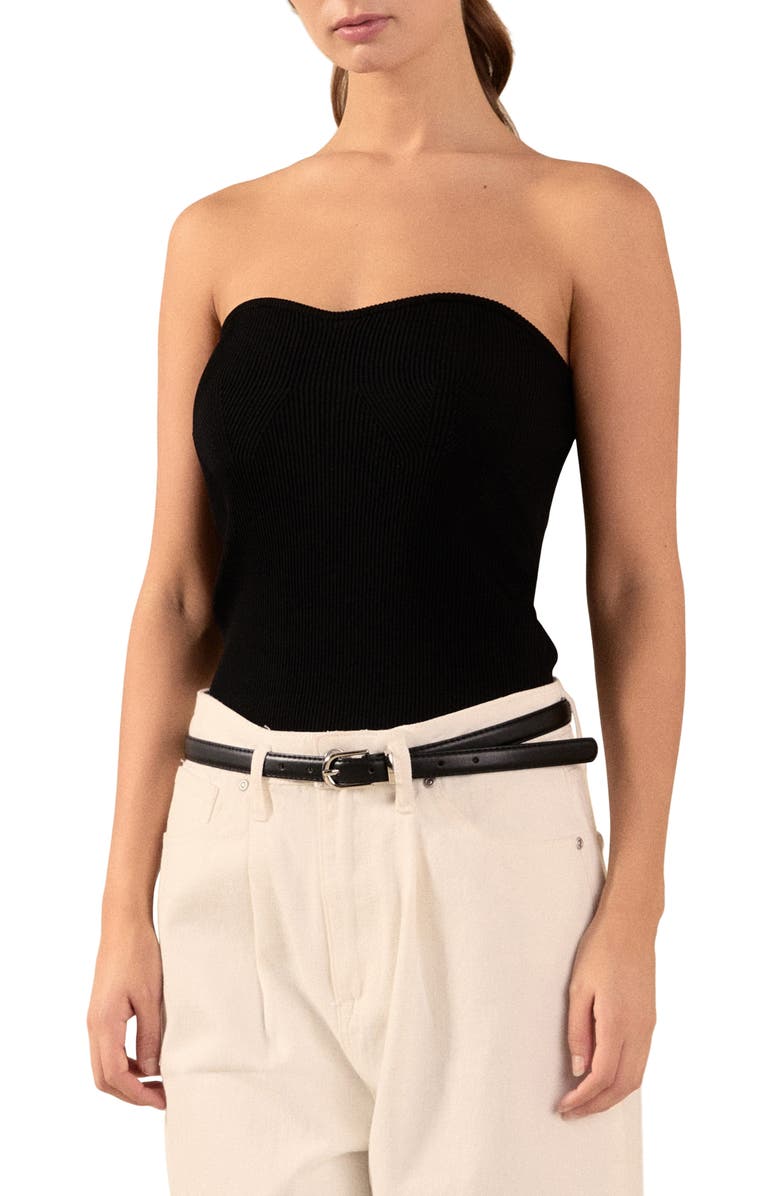 Endless Rose Strapless Rib Top, Main, color, Black