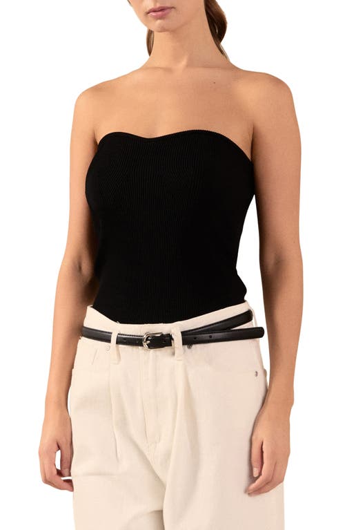 Endless Rose Strapless Rib Top In Black