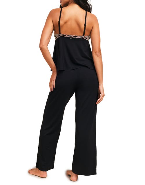 Adore Me Eloisa Tank Top & Pants Pajama Set In Black