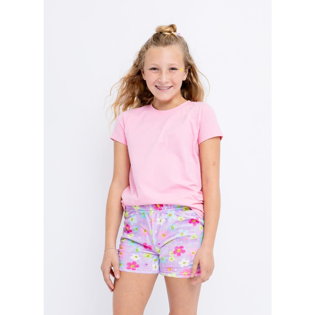 Preppy Goose Daisy Smiles Plush Lounge Short In Pink
