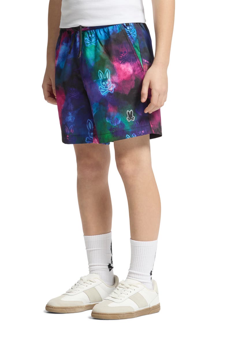 Psycho Bunny Kids' Dokos Swim Trunks, Alternate, color, Black