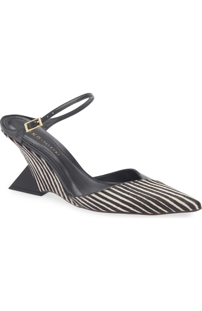 KOKO + PALENKI Paxt Genuine Calf Hair Ankle Strap Pump, Main, color, Zebra Calf Hair