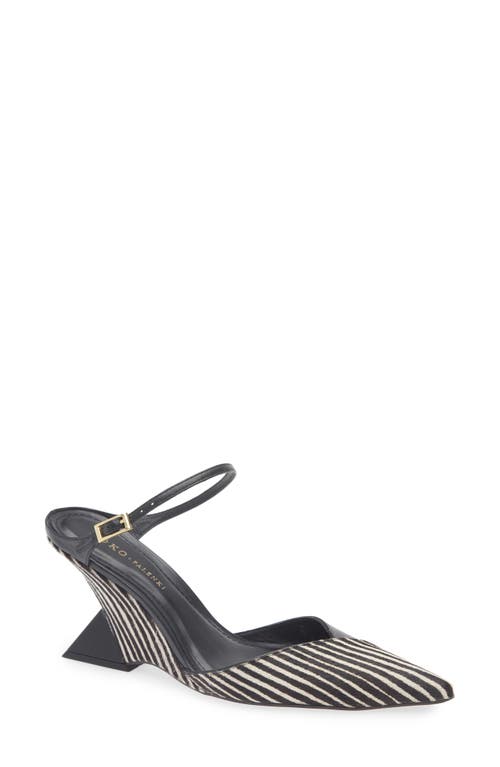 Koko + Palenki Paxt Genuine Calf Hair Ankle Strap Pump In Black