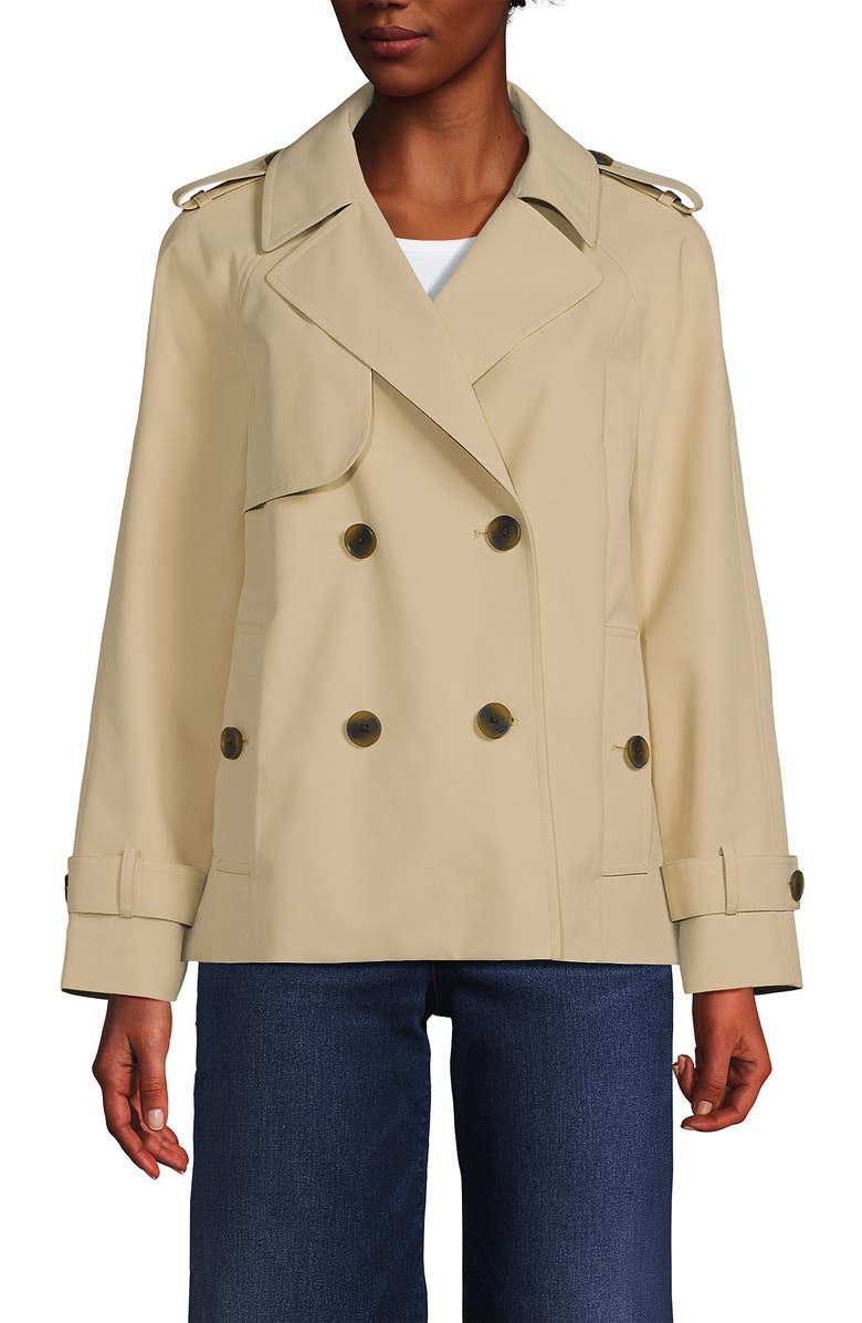 Lands' End Trench Rain Jacket, Main, color, Champagne