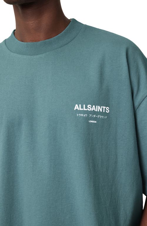 Allsaints Underground Oversize Graphic T-shirt In Eris Blue