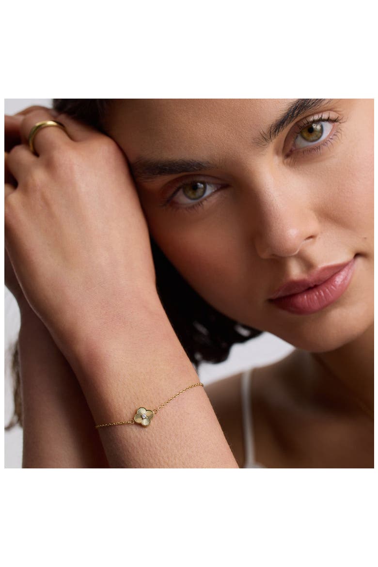 Pleated Clover Bracelet, Alternate, color, GOLD
