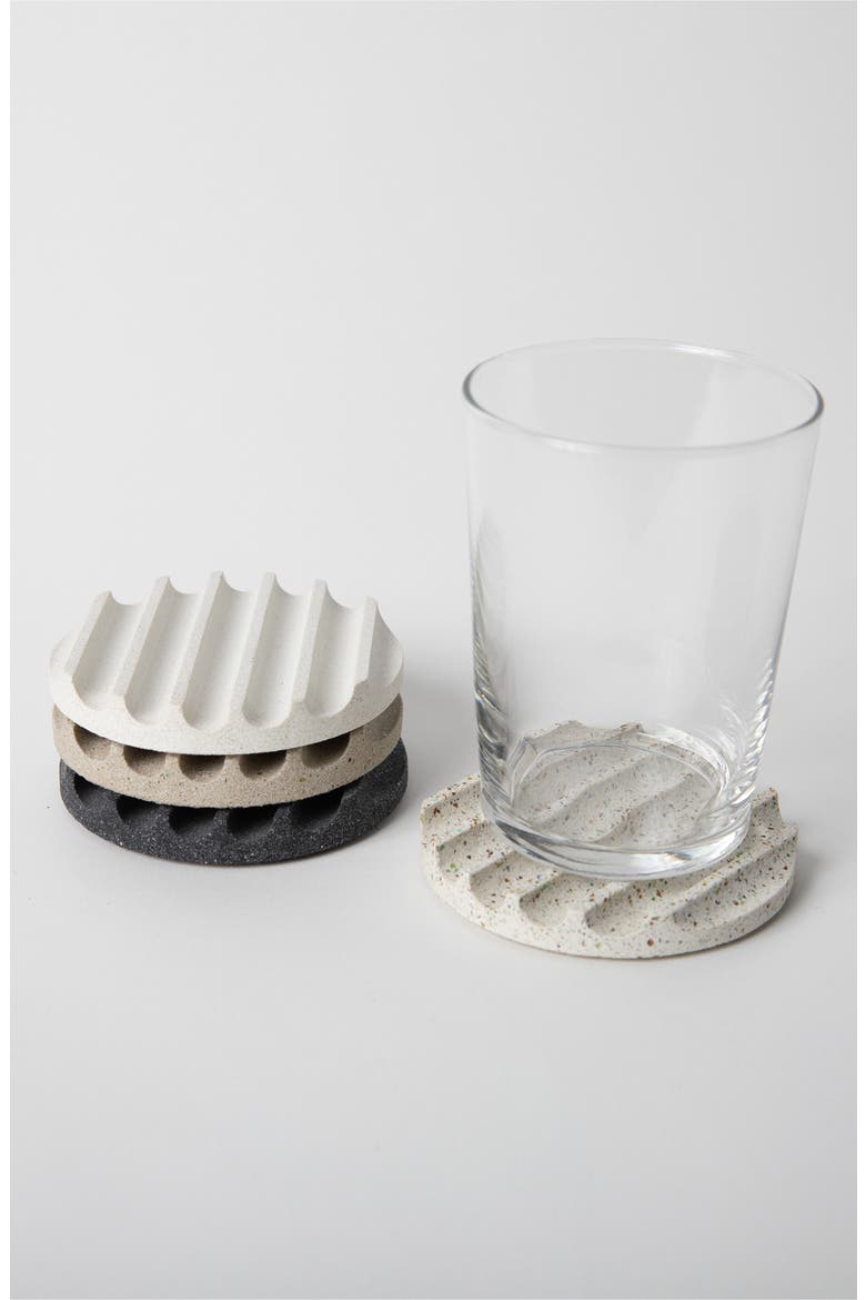 Set of 4 Terrazzo Coasters, Alternate, color, GREY SCALE TERRAZZO