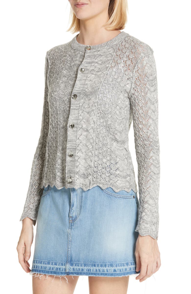 Marc Jacobs Scallop Edge Cashmere & Wool Blend Cardigan, Alternate, color, 