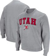COLOSSEUM Men's Colosseum Heathered Gray Utah Utes Arch & Logo Tackle Twill Pullover Sweatshirt