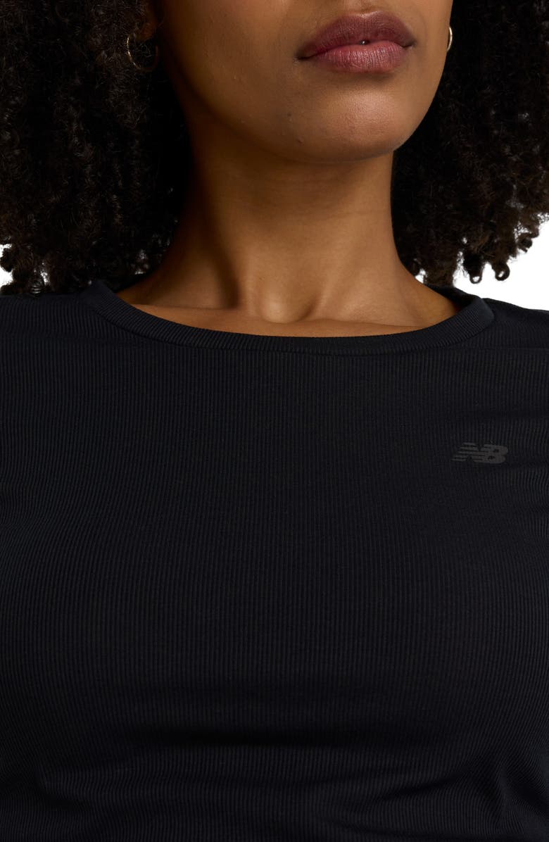New Balance Microrib Long Sleeve T-Shirt, Alternate, color, Black
