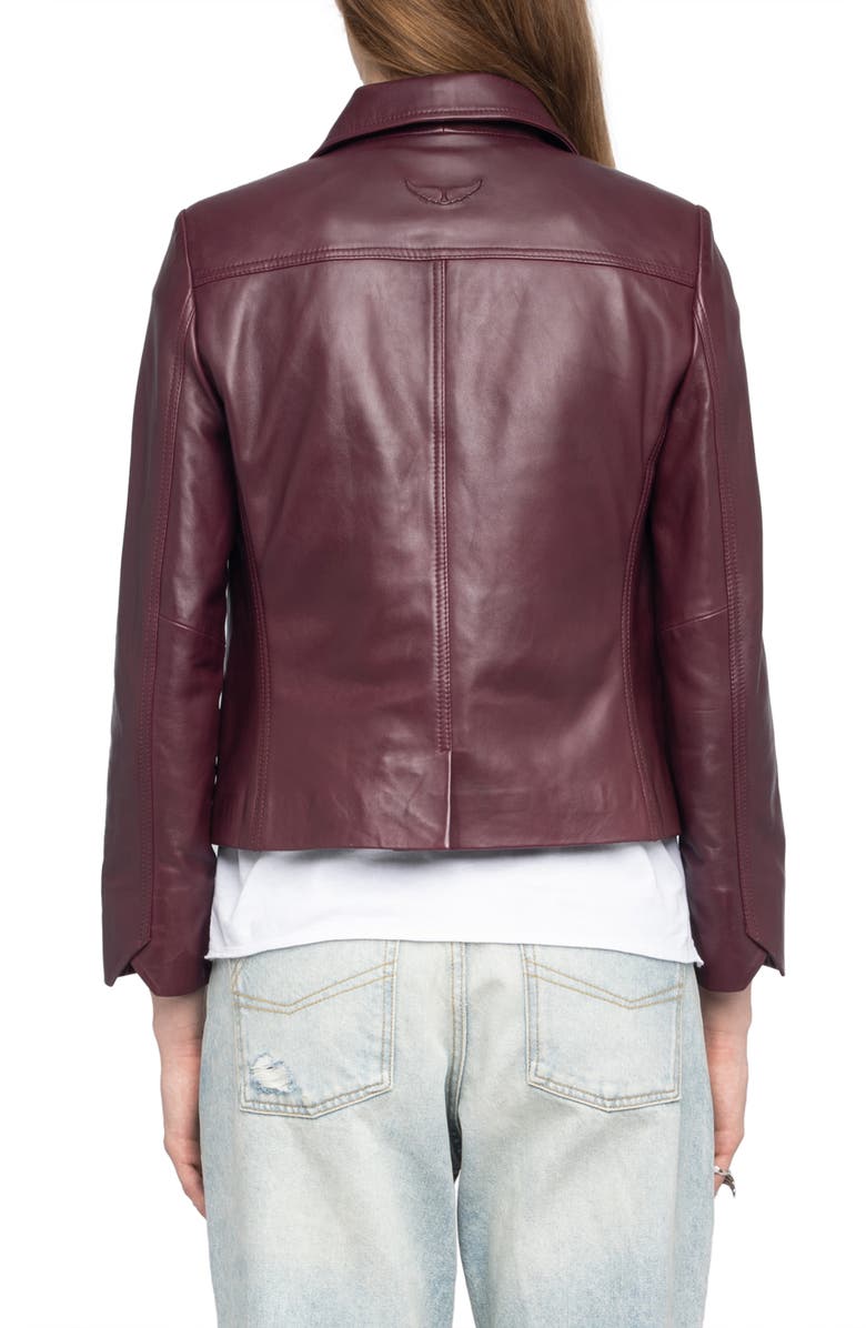 Zadig & Voltaire Liam Leather Jacket, Alternate, color, Burgundy