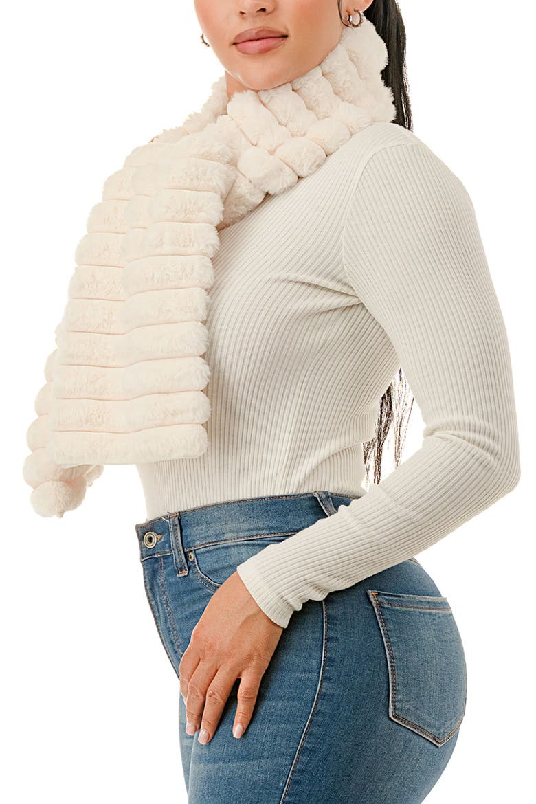 Faux Fur Pull-Through Scarf, Alternate, color, IVORY