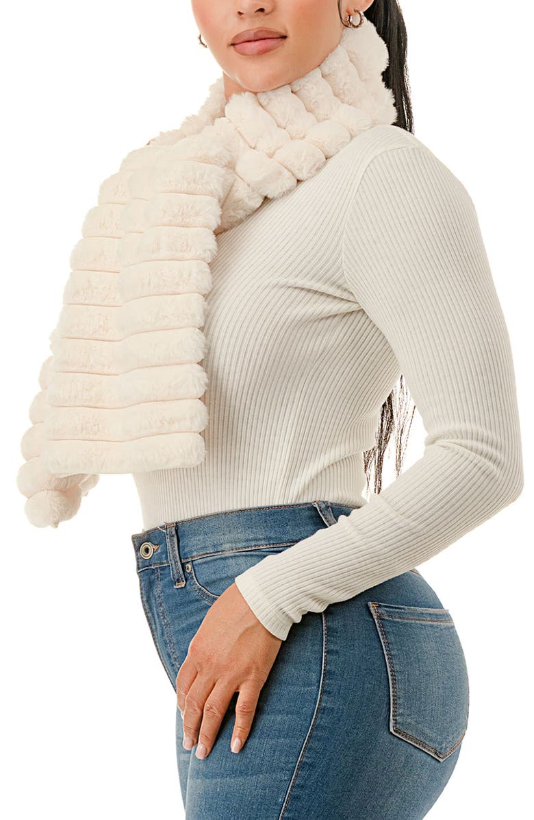 MARCUS ADLER Faux Fur Pull-Through Scarf, Alternate, color, Ivory