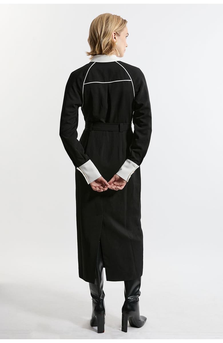 Karen Millen Twill Collared Woven Midi Dress, Alternate, color, Mono