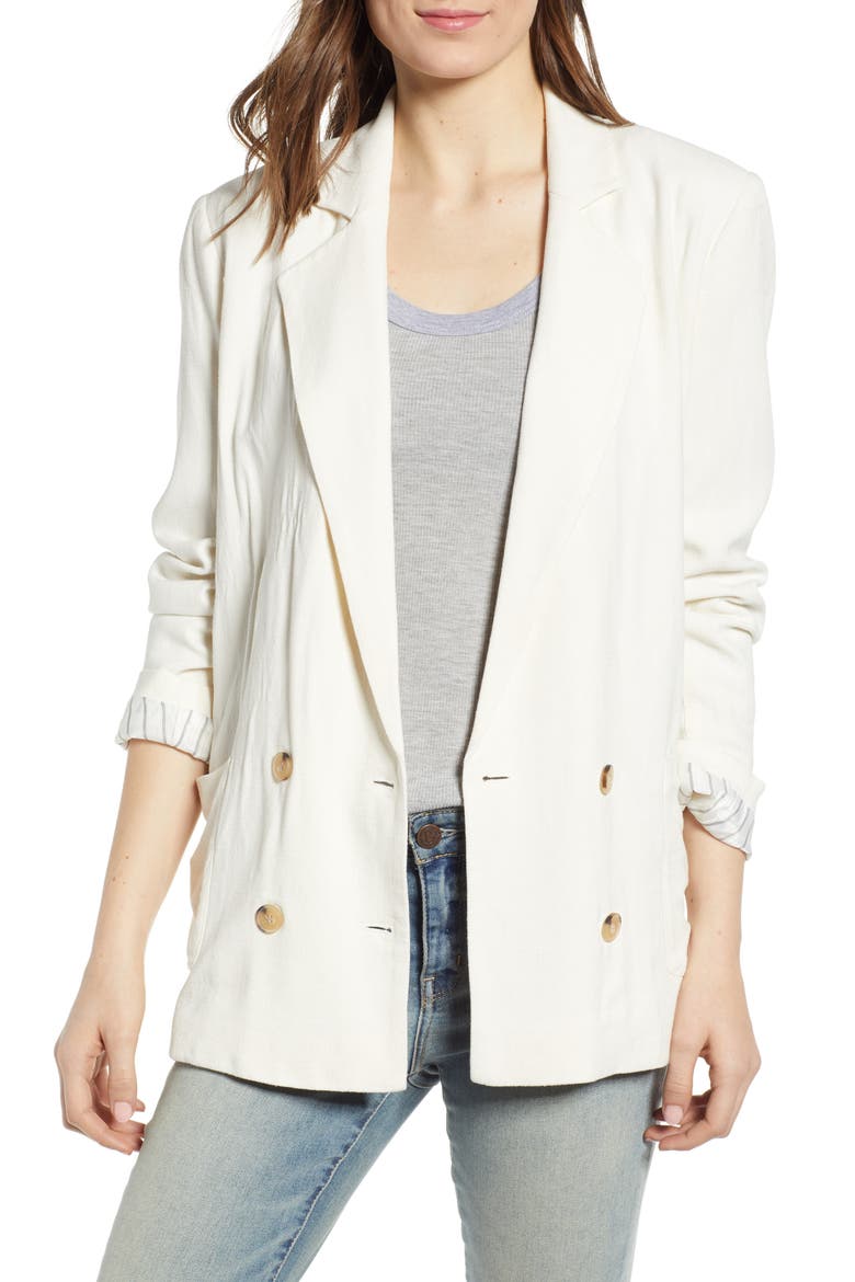 Double Breasted Blazer, Main, color, IVORY