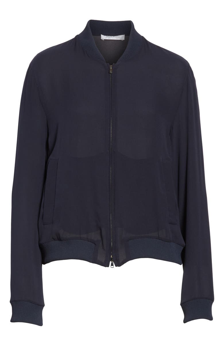 Max Mara Nervi Silk Georgette Bomber Jacket, Alternate, color, 