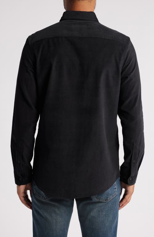 Nordstrom Trim Fit Fine Wale Corduroy Button-up Shirt In Black