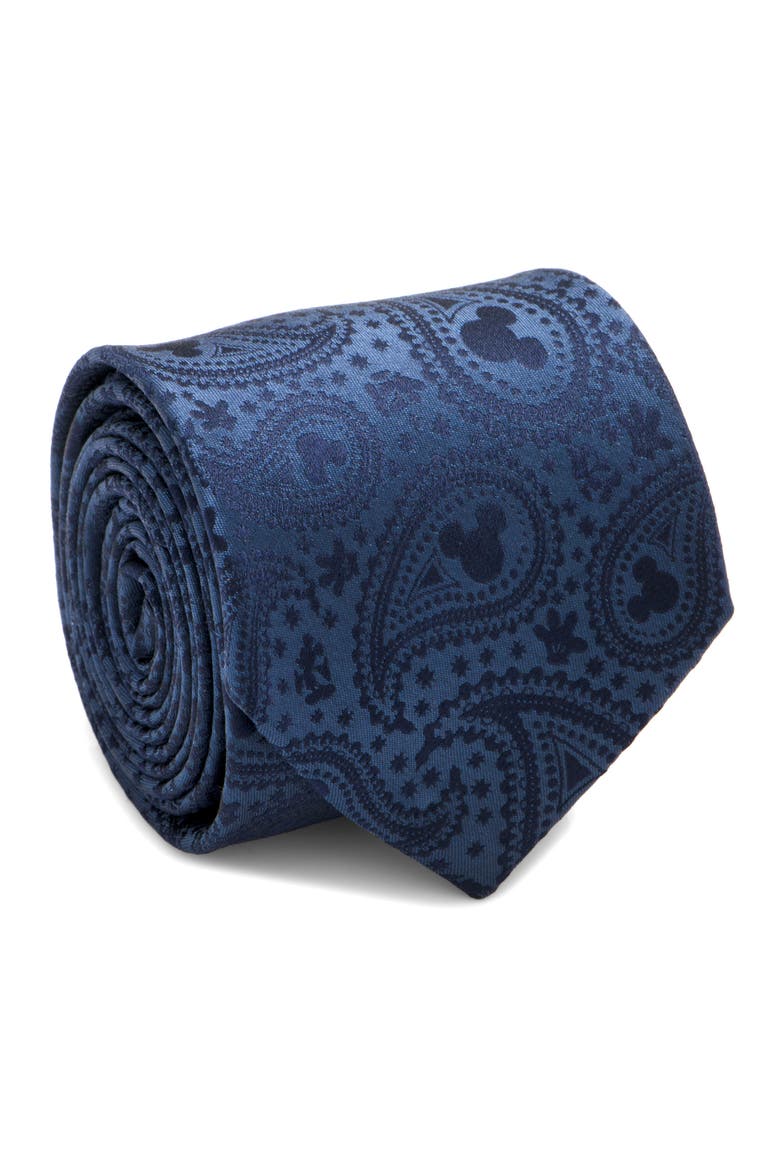 Mickey Paisley Silk Tie, Main, color, NAVY