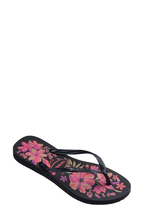 Havaianas Slim Flip Flop in Black/grey/gold at Nordstrom, Size 37