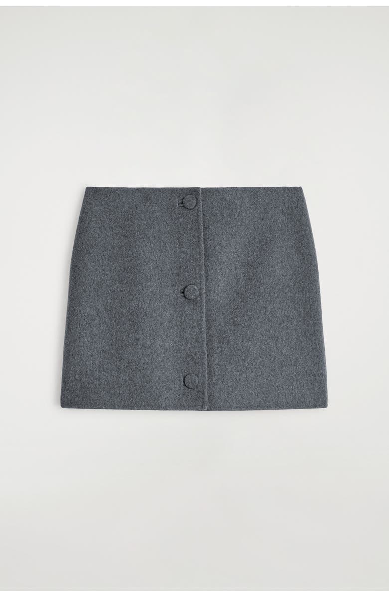 COS Buttoned Double-Faced Wool Mini Skirt, Alternate, color, Gray