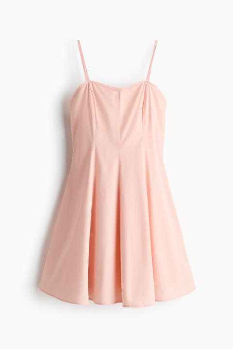 Flared-skirt Poplin Dress