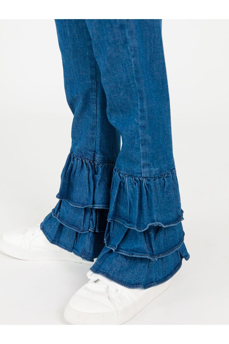 Girls Denim Flare Pants, Alternate, color, Medium Wash