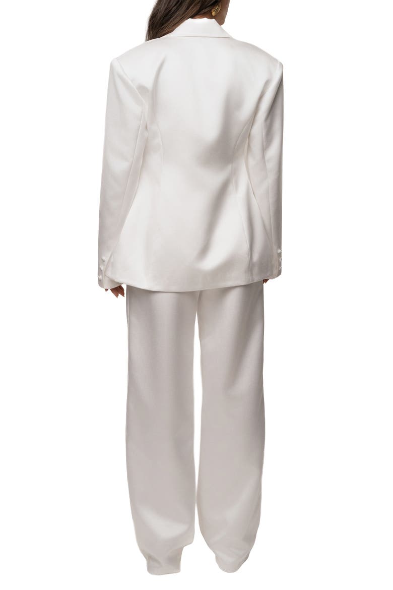 Victoria Satin Blazer, Alternate, color, White