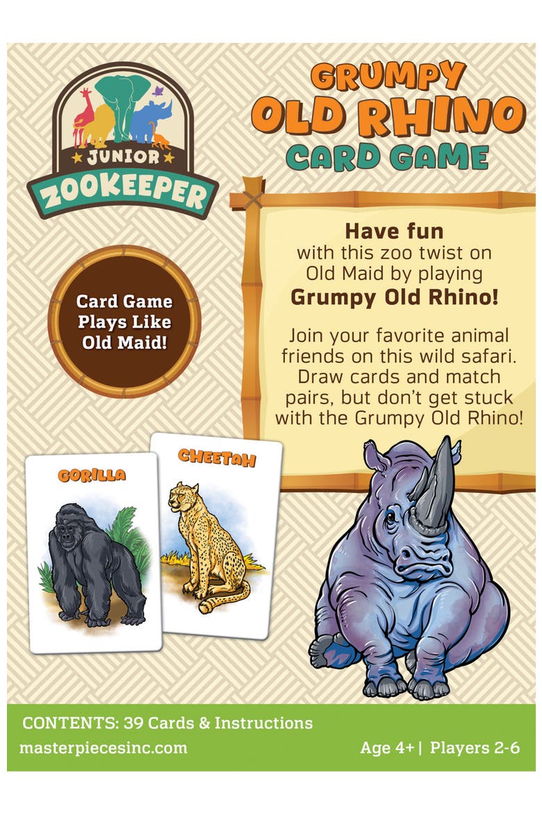 Jr. Zookeeper Grumpy Old Rhino Card Game, Alternate, color, Multicolor