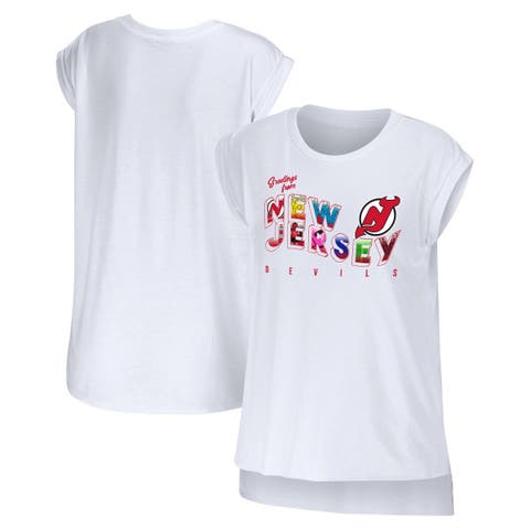 Women
s WEAR by Erin Andrews White New Jersey Devils Greetings From Muscle T-Shirt