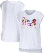 WEAR by Erin Andrews Women's WEAR by Erin Andrews White New Jersey Devils Greetings From Muscle T-Shirt