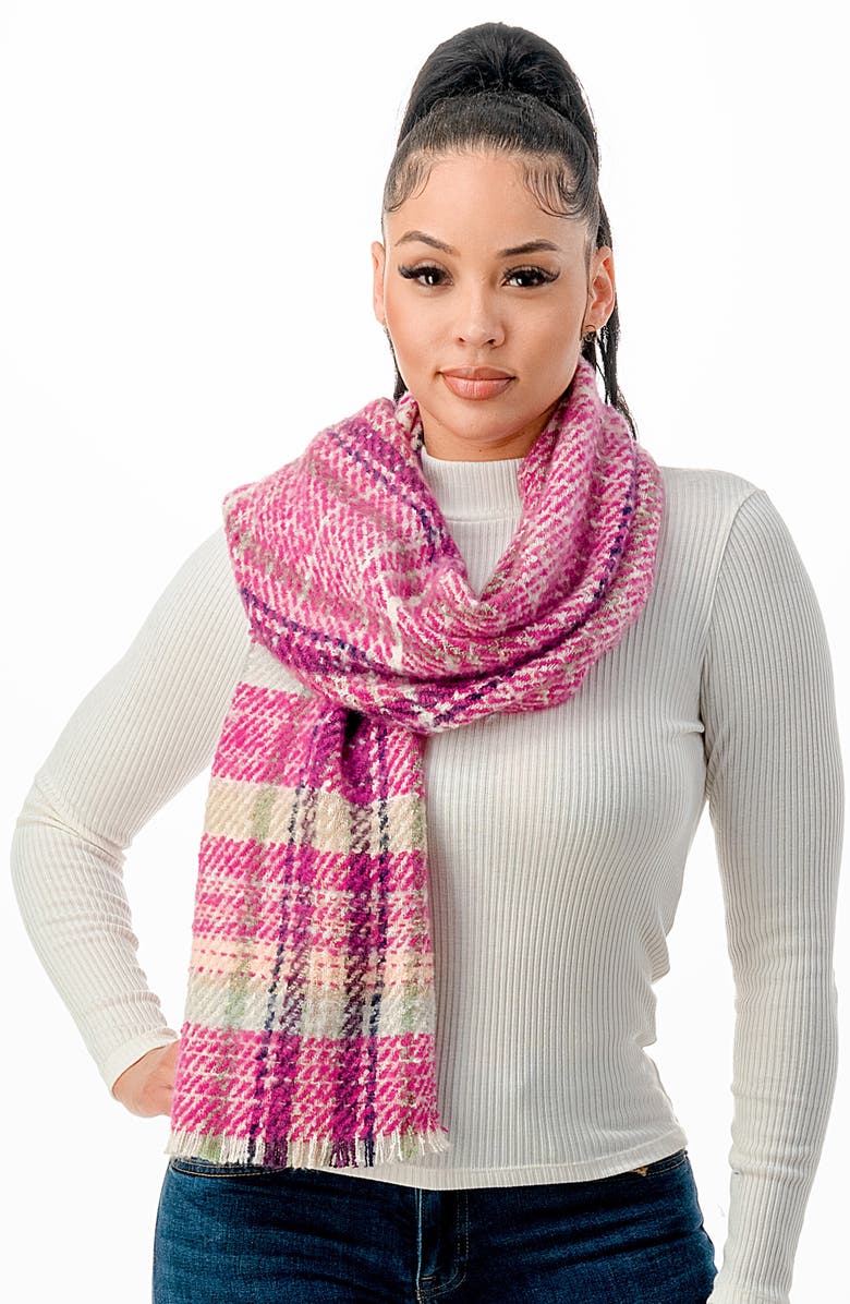 MARCUS ADLER Plaid Scarf, Alternate, color, Bright Pink