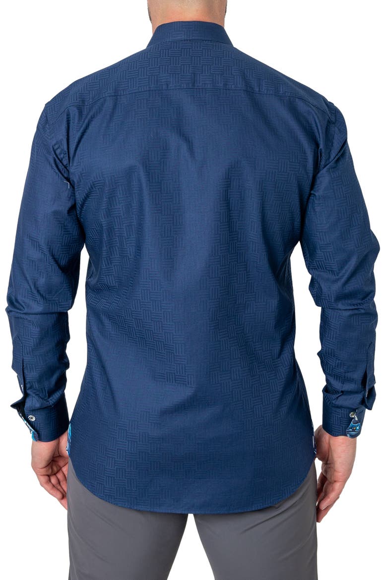 Einstein Cubic Blue Contemporary Fit Button-Up Shirt, Alternate, color, BLUE