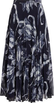 Erdem Botanical Engraving Pleated Voile Midi Skirt